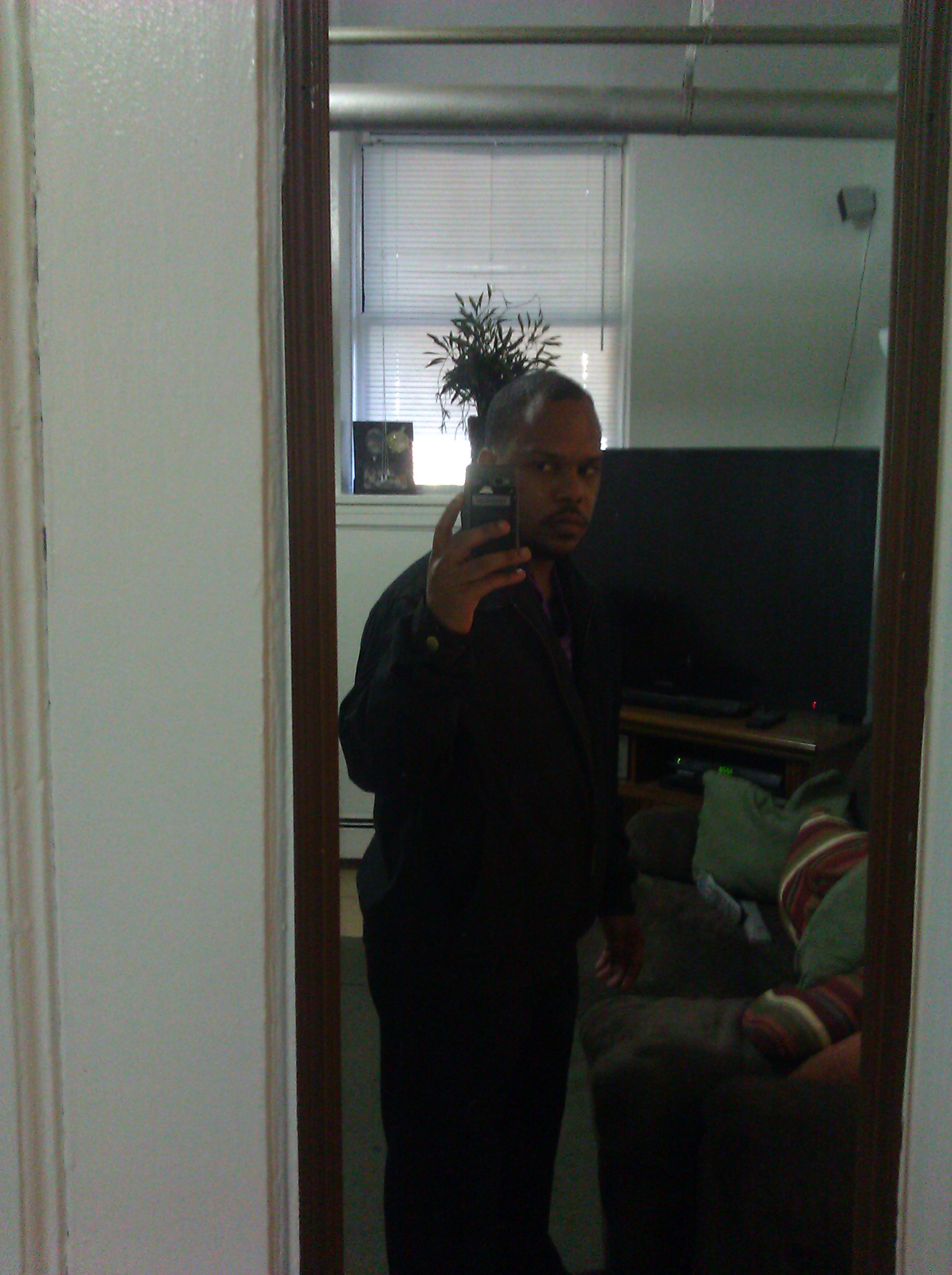 Dressed in black at home